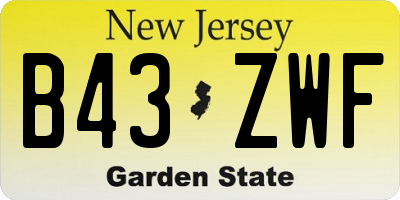 NJ license plate B43ZWF