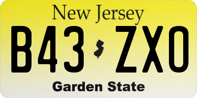 NJ license plate B43ZXO