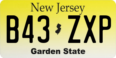 NJ license plate B43ZXP