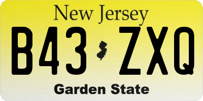 NJ license plate B43ZXQ