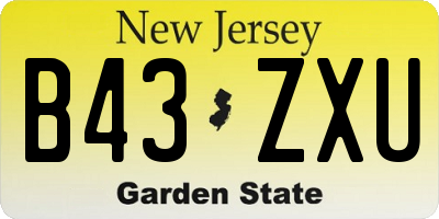 NJ license plate B43ZXU