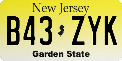 NJ license plate B43ZYK