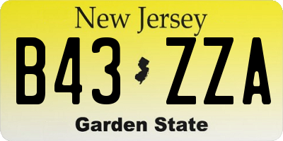 NJ license plate B43ZZA