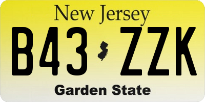 NJ license plate B43ZZK