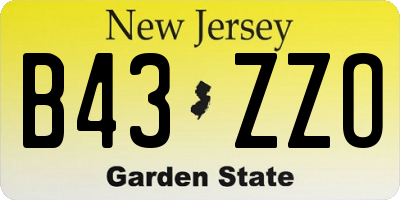 NJ license plate B43ZZO
