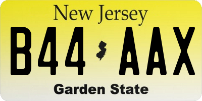NJ license plate B44AAX