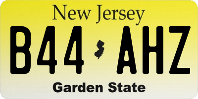 NJ license plate B44AHZ