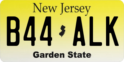 NJ license plate B44ALK