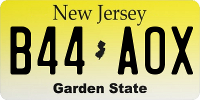 NJ license plate B44AOX