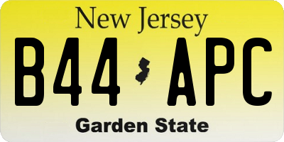 NJ license plate B44APC