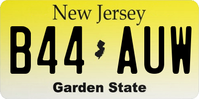 NJ license plate B44AUW