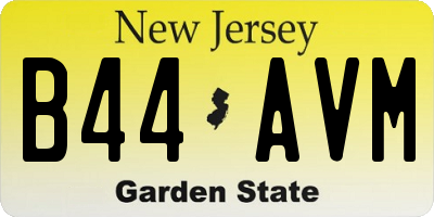 NJ license plate B44AVM