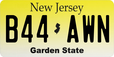 NJ license plate B44AWN