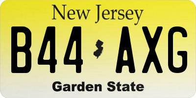 NJ license plate B44AXG