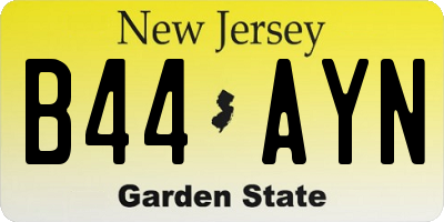 NJ license plate B44AYN