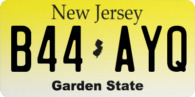 NJ license plate B44AYQ