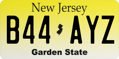 NJ license plate B44AYZ
