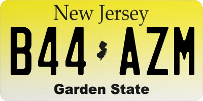 NJ license plate B44AZM