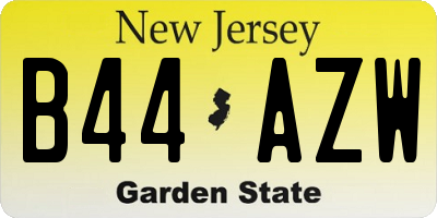 NJ license plate B44AZW