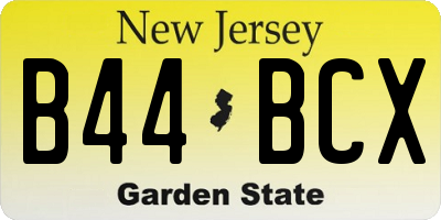 NJ license plate B44BCX