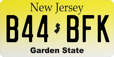 NJ license plate B44BFK
