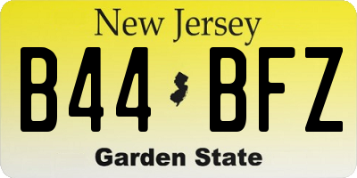 NJ license plate B44BFZ