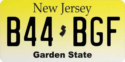 NJ license plate B44BGF