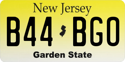 NJ license plate B44BGO