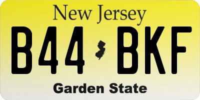 NJ license plate B44BKF