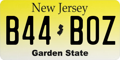 NJ license plate B44BOZ