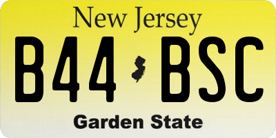 NJ license plate B44BSC