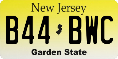 NJ license plate B44BWC