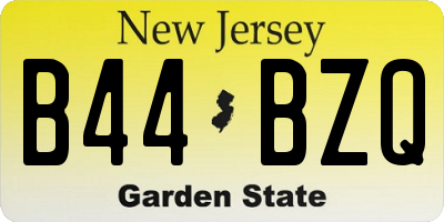 NJ license plate B44BZQ