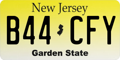 NJ license plate B44CFY