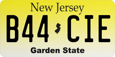 NJ license plate B44CIE