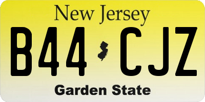 NJ license plate B44CJZ