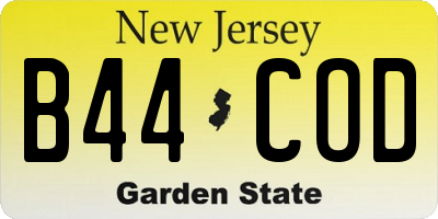 NJ license plate B44COD