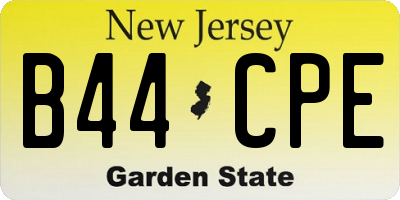 NJ license plate B44CPE