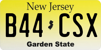 NJ license plate B44CSX