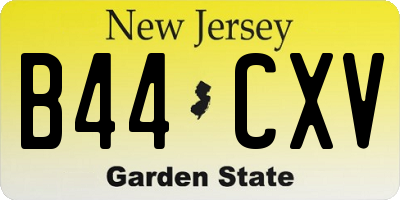 NJ license plate B44CXV