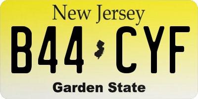 NJ license plate B44CYF