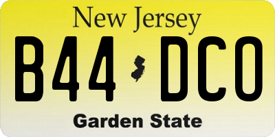 NJ license plate B44DCO