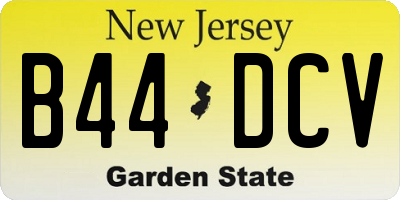 NJ license plate B44DCV