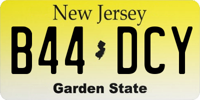 NJ license plate B44DCY