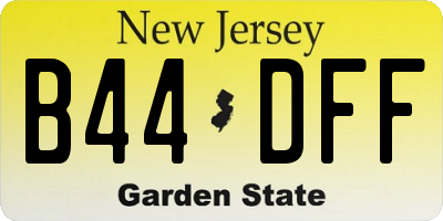 NJ license plate B44DFF