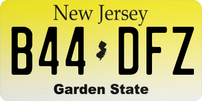 NJ license plate B44DFZ