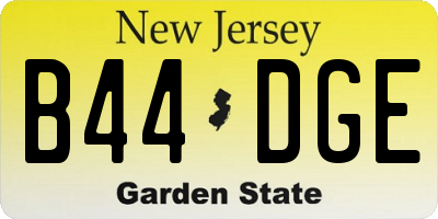 NJ license plate B44DGE
