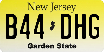 NJ license plate B44DHG