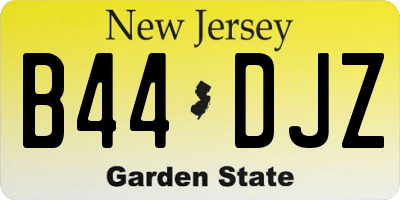 NJ license plate B44DJZ