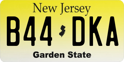 NJ license plate B44DKA
